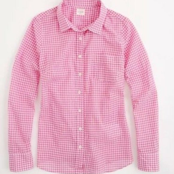 J.Crew The Perfect Shirt Pink Gingham Button Down - Picture 2 of 6